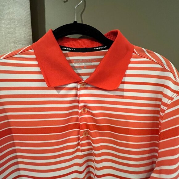 Nike Golf Tour Performance Dri-fit Men's PoloShirt, Orange & White, Size Medium - Picture 4 of 8